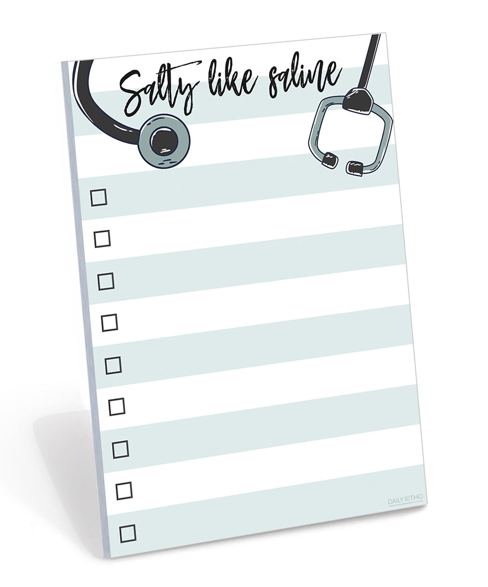 Funny Nurse Small to Do List Sticky Notes: Salty Like Saline, 50 Pages 4x6