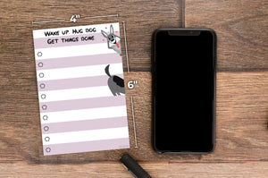 Funny Dog Small to Do List Sticky Notes: Wake Up Hug Dog Get Things Done, 50 Pages 4x6"