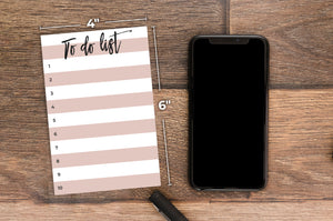 Small to-Do Sticky Notes, Peach Color Lined Paintbrush Font Title to-Do List Notepad, 50 Pages, 4x6"