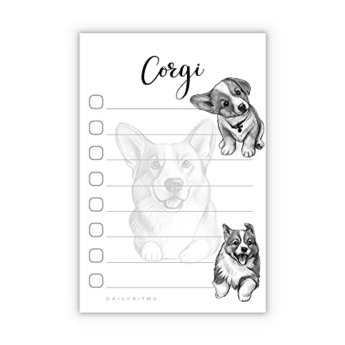 Welsh Corgi Puppies Sticky to Do List Notepad - Corgi Stationary School Supplies for Corgi Mom | Corgi Gifts for Corgi Lovers | 4