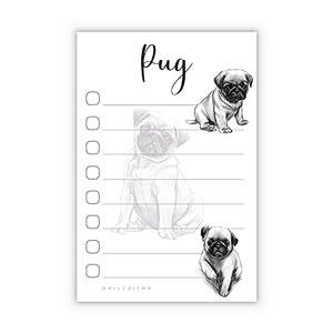 Pug Puppies Sticky to Do List Notepad - Stationary School Office Supplies for Girls and Pug Mom | Pug Gifts for Pug Lovers | 4" x 6" 50 Pages