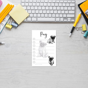 Pug Puppies Sticky to Do List Notepad - Stationary School Office Supplies for Girls and Pug Mom | Pug Gifts for Pug Lovers | 4" x 6" 50 Pages