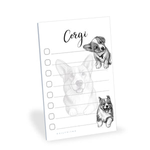 Welsh Corgi Puppies Sticky to Do List Notepad - Corgi Stationary School Supplies for Corgi Mom | Corgi Gifts for Corgi Lovers | 4" x 6" 50 Pages