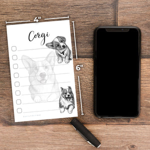 Welsh Corgi Puppies Sticky to Do List Notepad - Corgi Stationary School Supplies for Corgi Mom | Corgi Gifts for Corgi Lovers | 4" x 6" 50 Pages