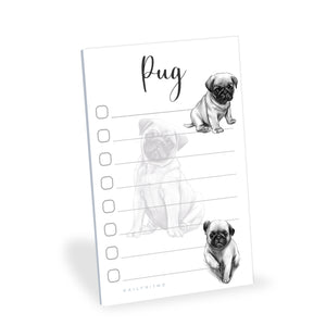 Pug Puppies Sticky to Do List Notepad - Stationary School Office Supplies for Girls and Pug Mom | Pug Gifts for Pug Lovers | 4" x 6" 50 Pages