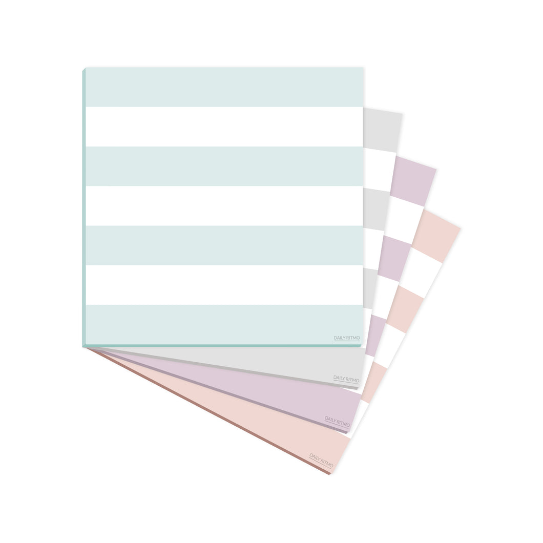 Small Lined Pastel Sticky Notes | Cute Post Sticky Notes |Turquoise, Peach, Lilac, Grey Checklist| 3 in x 3 in, 50 Sheets/Pad, 4 Pads