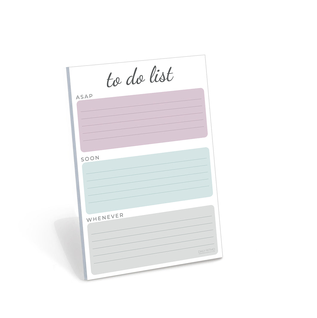 Small to-Do Sticky Notes, Categorized Priorities Paintbrush Font Title Thin to-Do List Notepad, 50 Pages, 4x6