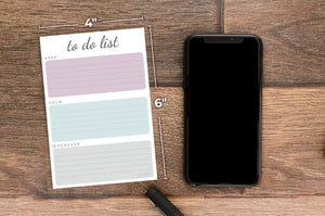 Small to-Do Sticky Notes, Categorized Priorities Paintbrush Font Title Thin to-Do List Notepad, 50 Pages, 4x6"