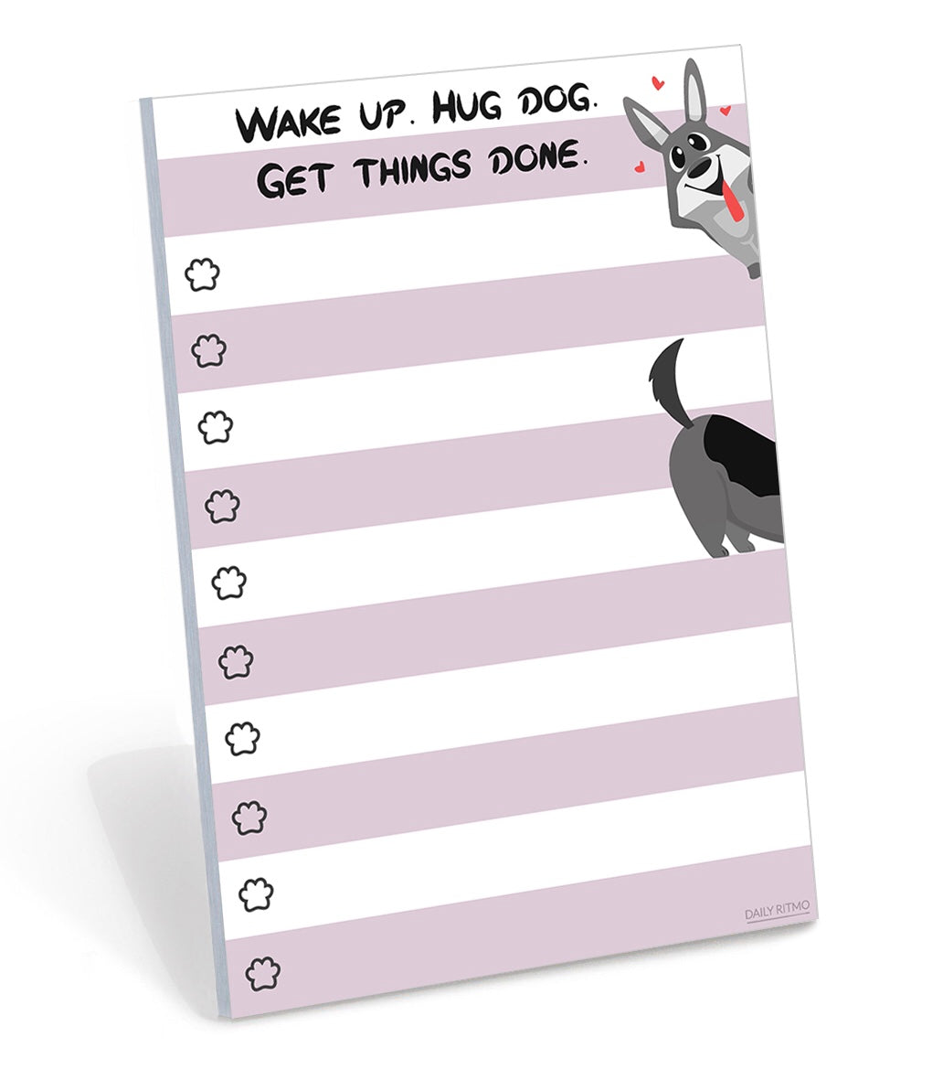 Funny Dog Small to Do List Sticky Notes: Wake Up Hug Dog Get Things Done, 50 Pages 4x6